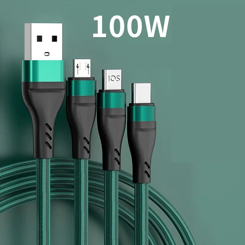 100W Fast Charging Cables for iPhone and Android Devices