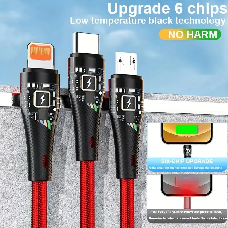 100W Fast Charging Cables for iPhone and Android Devices
