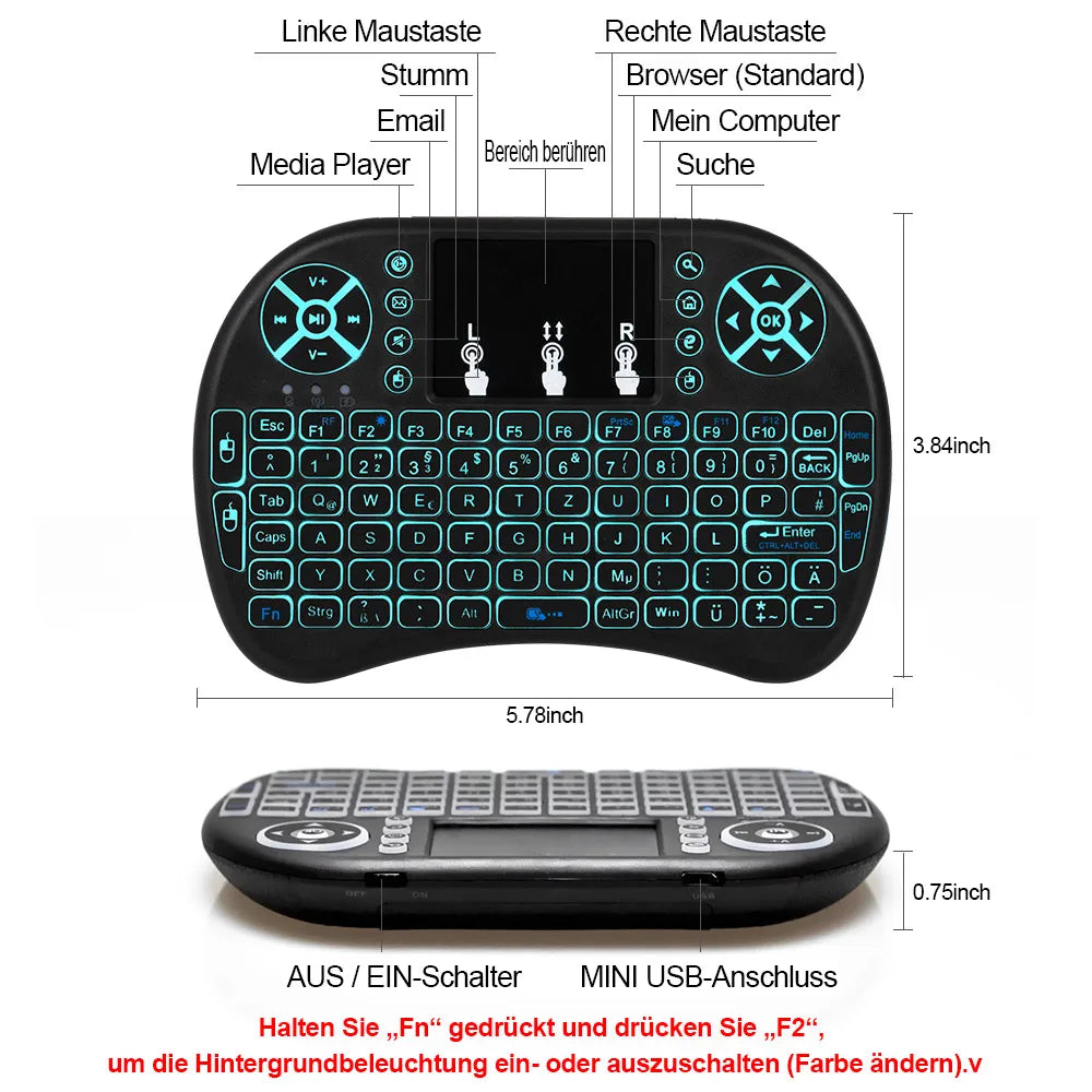 2.4G Air Mouse with Touchpad Keyboard i8