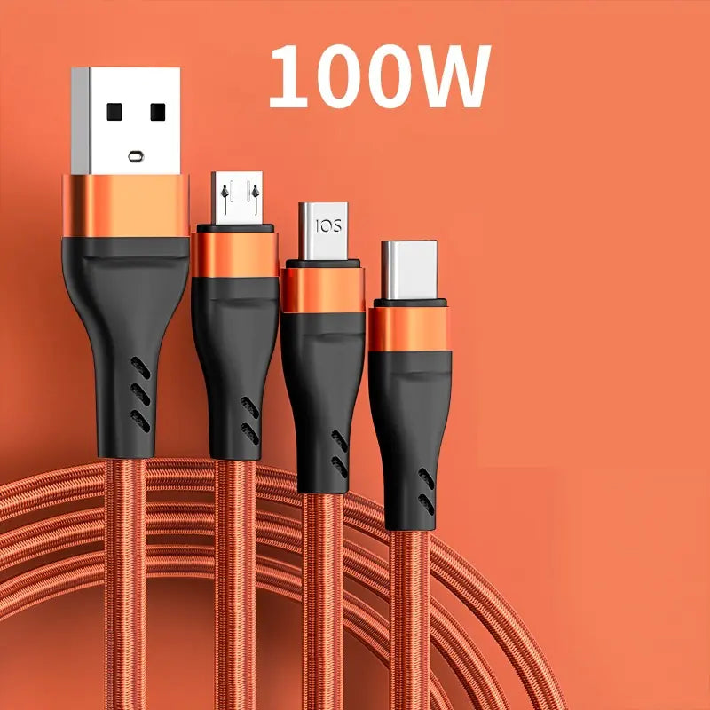 100W Fast Charging Cables for iPhone and Android Devices