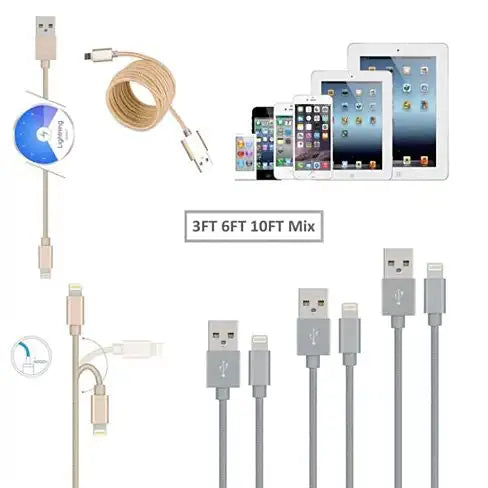 Triple Length Apple/Android Charger Set