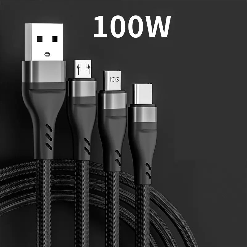 100W Fast Charging Cables for iPhone and Android Devices