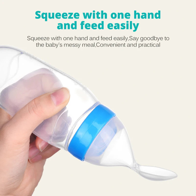 Safe Useful Silicone Baby Bottle With Spoon