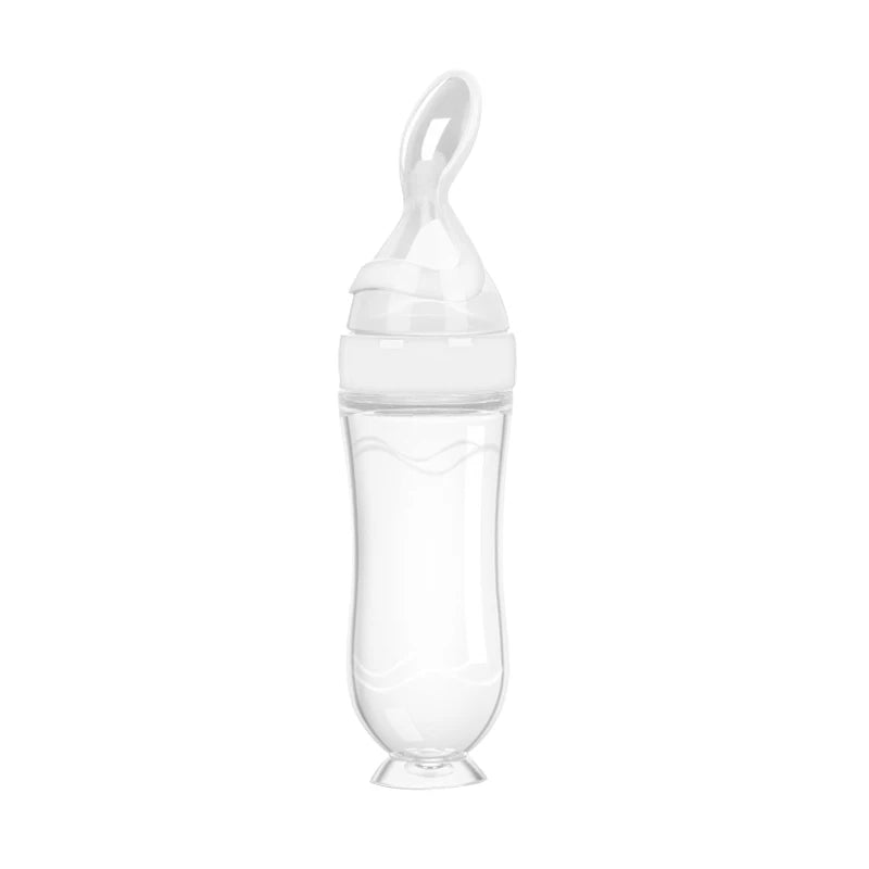 Safe Useful Silicone Baby Bottle With Spoon