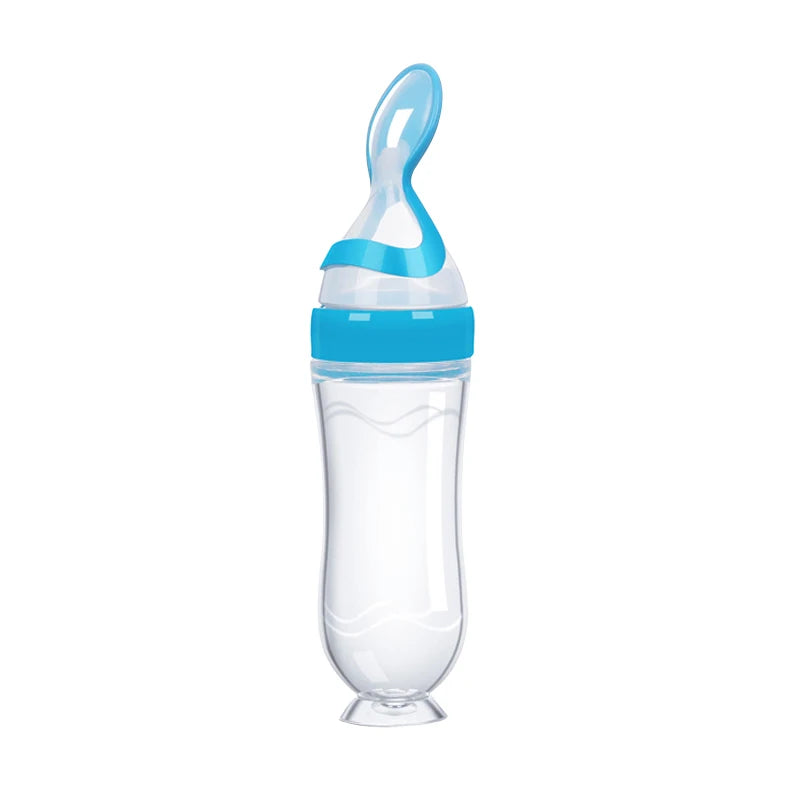 Safe Useful Silicone Baby Bottle With Spoon
