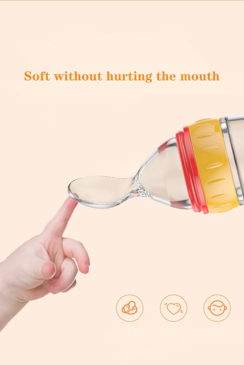 Safe Useful Silicone Baby Bottle With Spoon