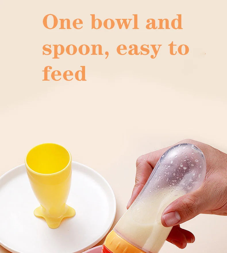 Safe Useful Silicone Baby Bottle With Spoon
