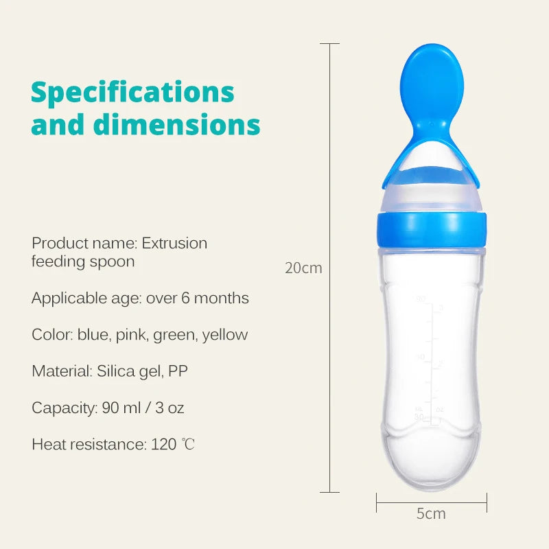 Safe Useful Silicone Baby Bottle With Spoon