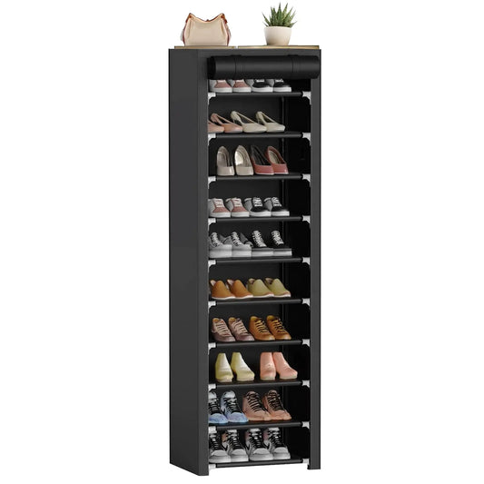 ERONE 10-Tier Slim Shoe Rack with Protective Cover