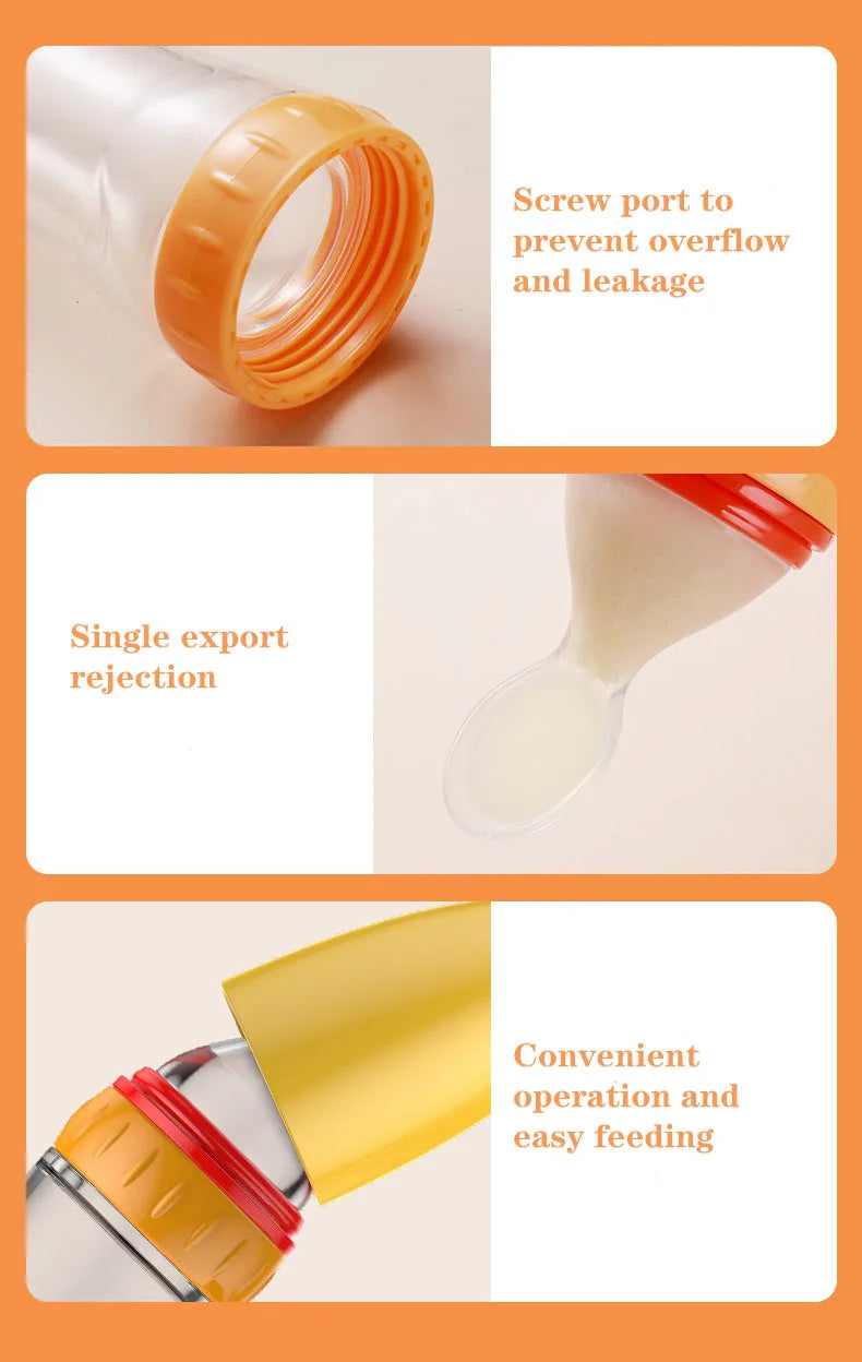 Safe Useful Silicone Baby Bottle With Spoon