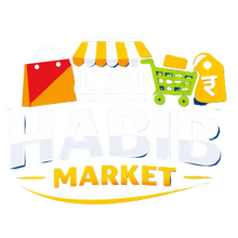 Logo of a market with colorful elements on a white background