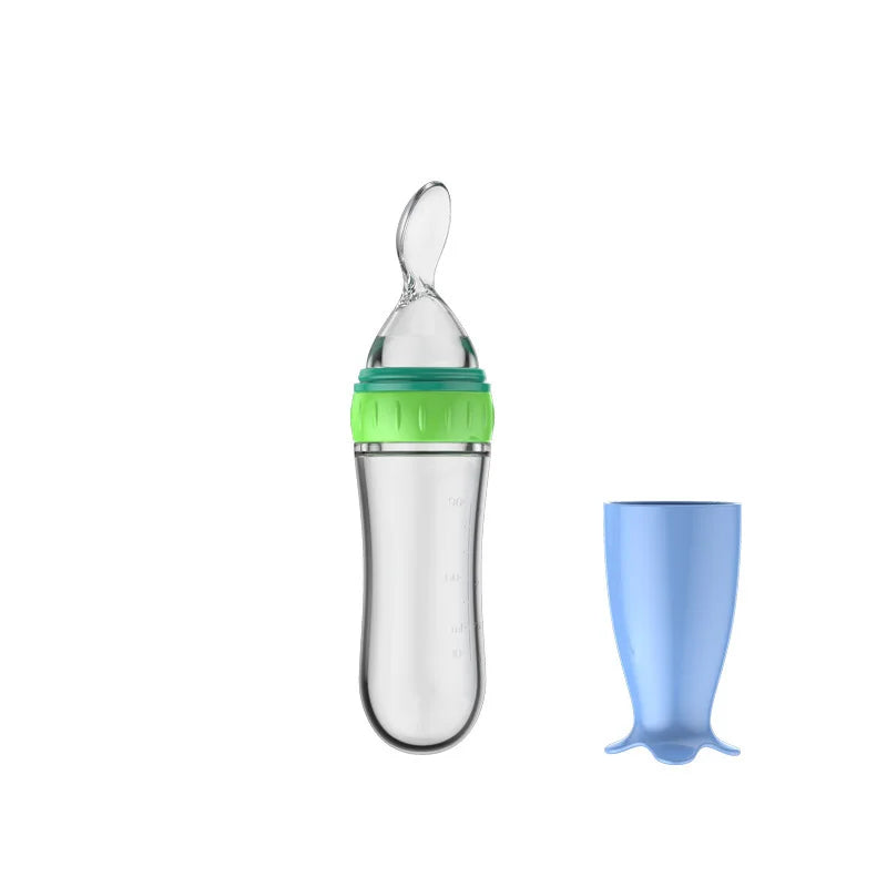 Safe Useful Silicone Baby Bottle With Spoon